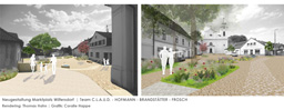 Wettbewerb Neugestaltung Marktplatz Wilfersdorf | Rendering: Hahn | Grafik: Happe 